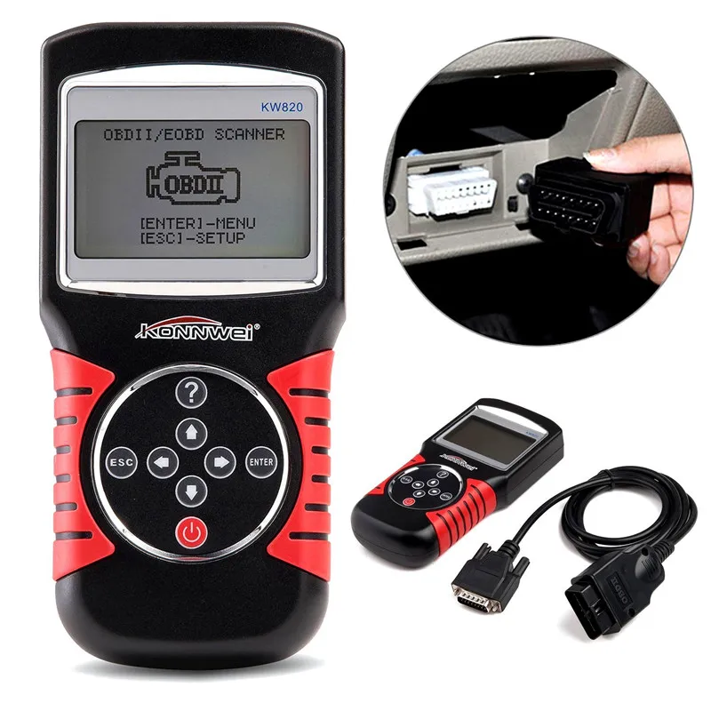 Автомобильный считыватель ошибок KONNWEI KW820 OBD II диагностический сканер 2