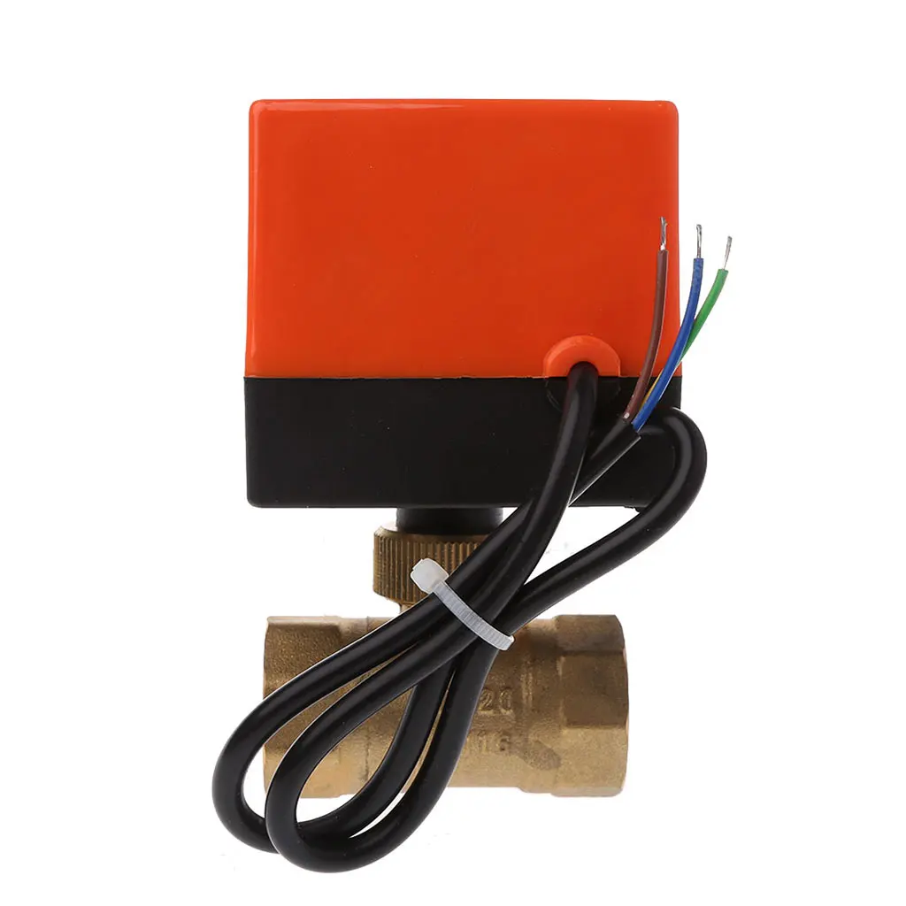 Электрический моторизованный латунный шаровой клапан DN25 AC 220V 2 Way 3-Wire с приводом#0604