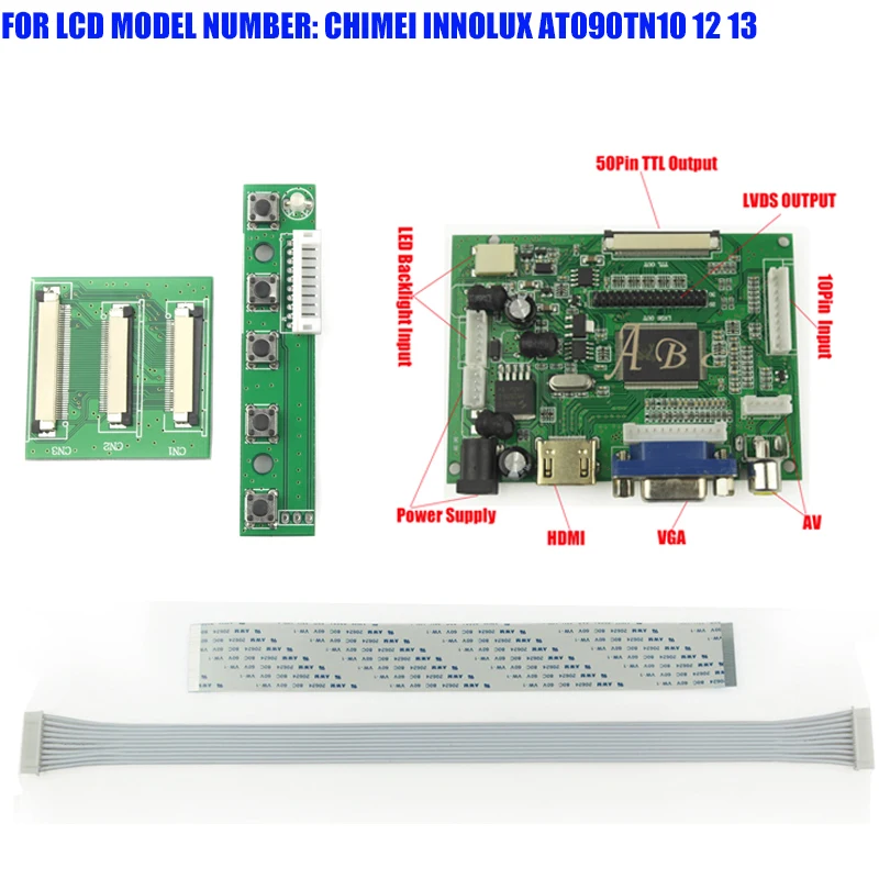 Плата контроллера HDMI VGA 2AV 50P TTL LVDS модуль для Raspberry PI 2 IPS TFT ЖК дисплей 9 &quot800x480 AT090TN10