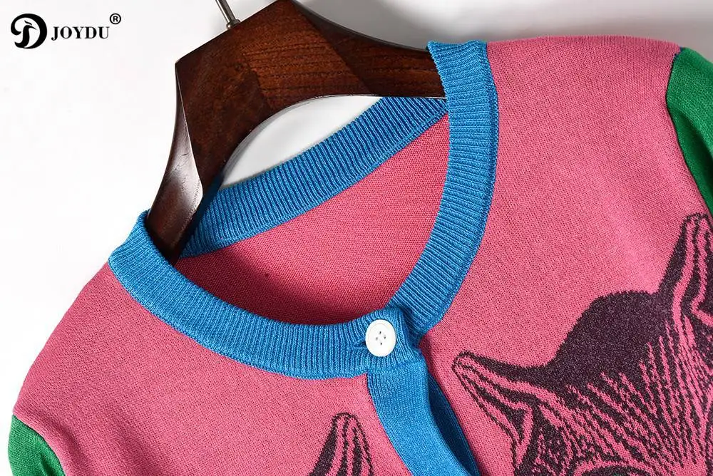 JOYDU, дизайнерский вязанный кардиган, свитер,, весенний вязаный джемпер со змеиным рисунком кота, Женский Топ, пуловер, sueter mujer