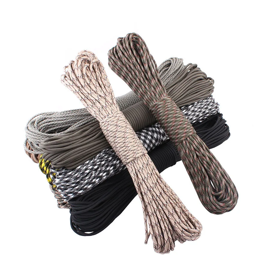 التخييم السماء في الهواء الطلق التخييم أدوات تجهيز مجموعة الحبال 100ft Paracord متعددة الوظائف تسلق بقاء التخييم المشي حبل