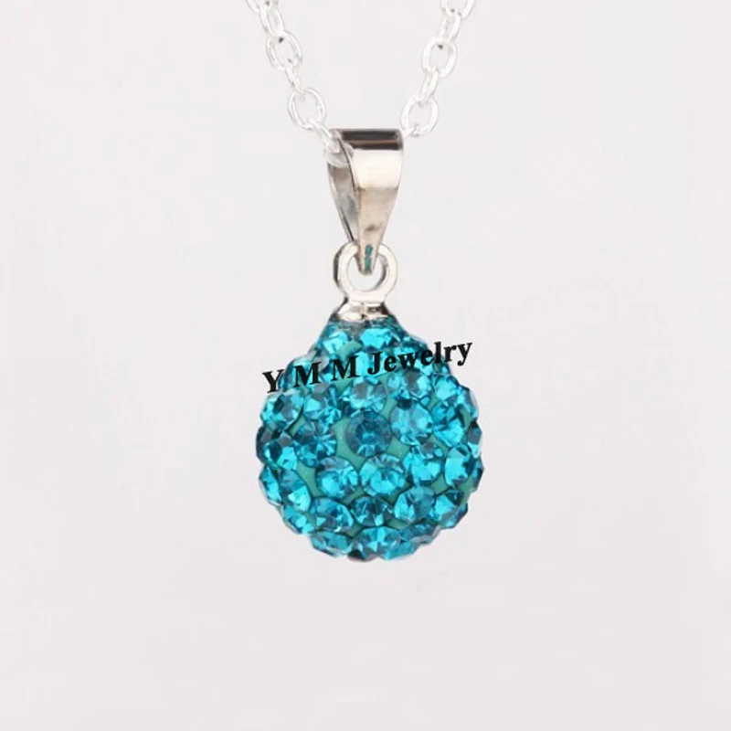 

Peacock Color 10mm Crystal Disco Pave Ball Charm Pendants 24pcs/Lot For Necklace DIY