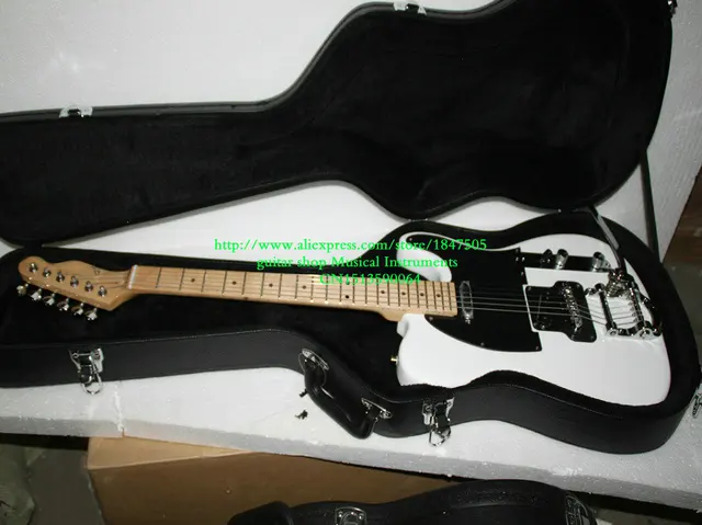 Cheap Custom With tremolo system guitar   white  Electric Guitar with case Free Shipping