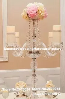 

new hot sale cheap wedding decorative table tall crystal flower candle holder centerpieces