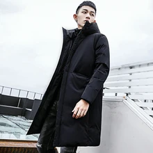 Зимняя мужская белая пуховая куртка, Мужская длинная пуховая куртка с капюшоном, качественная толстая пуховая парка, мужская пуховая верхняя одежда, JK-740