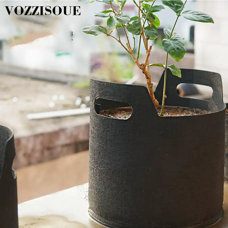 Vozzisoue 1 2 3 Gallon Fabric Grow Bags Black Felt Pots Garden Fabric Grow Bags Black Felt Pots Garden