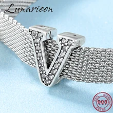 Новая мода 925 пробы Серебряные V зажимы для писем бусины прозрачный CZ для изготовления ювелирных изделий подходят Оригинальное отражение клип браслет