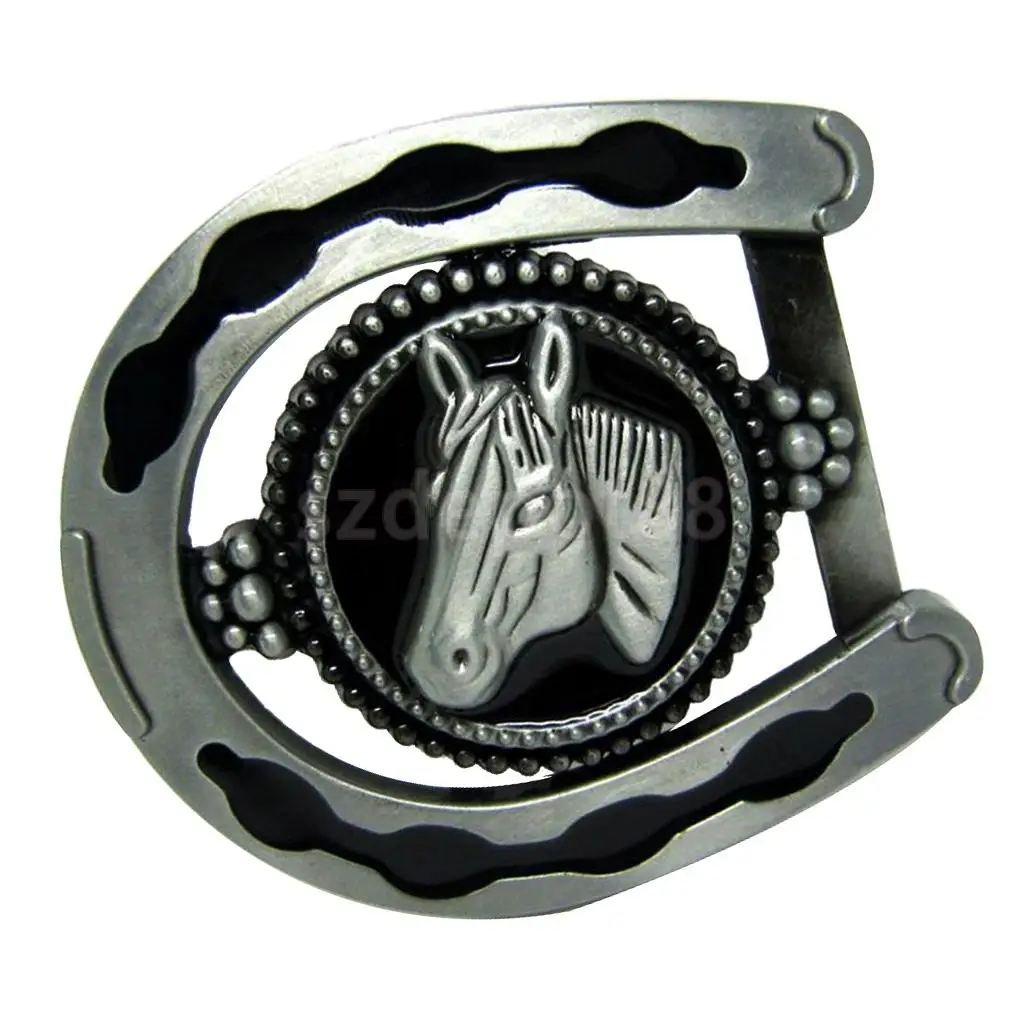 3D Cool Horseshoe Horse Head Belts Buckles Mens Horse Shoe Buckle Metal Animal Vintage Western Cowboy
