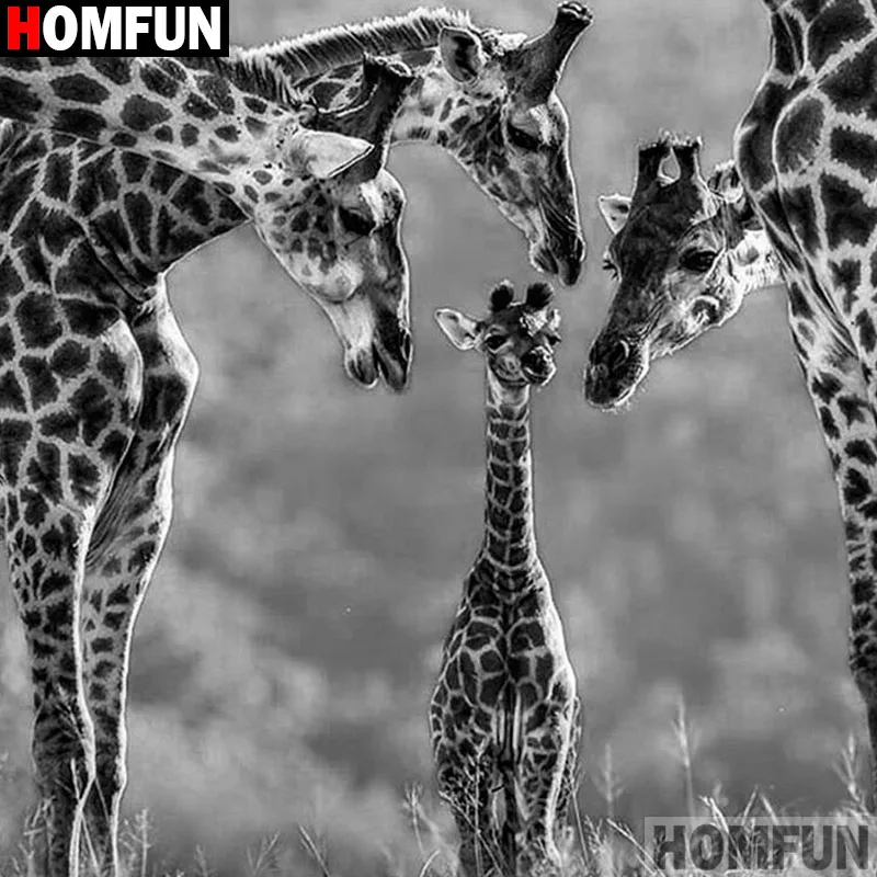Алмазная живопись HOMFUN вышивка крестиком 5D серый жираф домашний декор для