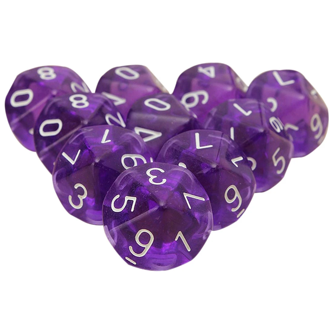 

PROMOTION!10-Dices D10 Ten Sided Gem Dice Die for RPG Dungeons&Dragons Board Table Games Transparent Purple