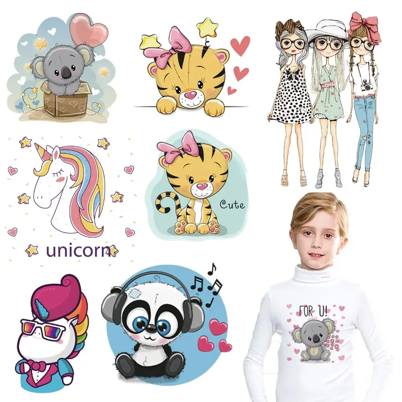 

Lovely Animals Patches On Clothes Diy A-level Washable Kid Clothes Decor Application Ironing Sticker Cartoon Unicorn Accessory
