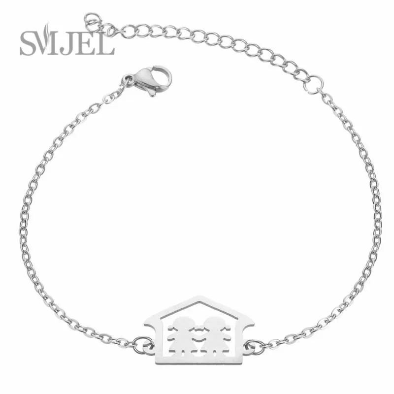 SMJEL Roommate Close friend Shape Charm Bracelet Stainless Steel Bracelets Jewelry For Best Friend Perfect Birthday Gift idea