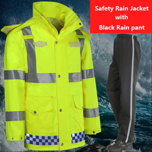 Hi vis дождевик EN471 водонепроницаемая Защитная Светоотражающая куртка дождевые
