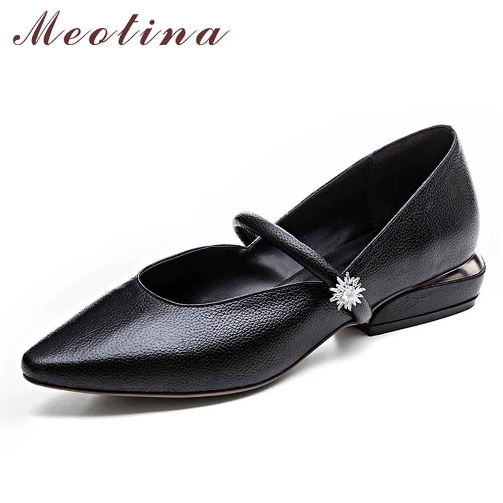 low heel leather pumps