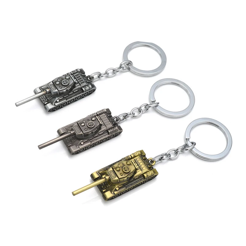 

Men Strap Wot Game World of Tanks KeyChain Alloy Metal Tank Model Pendent Keyring gift key chain ring holder car Fans souvenirs