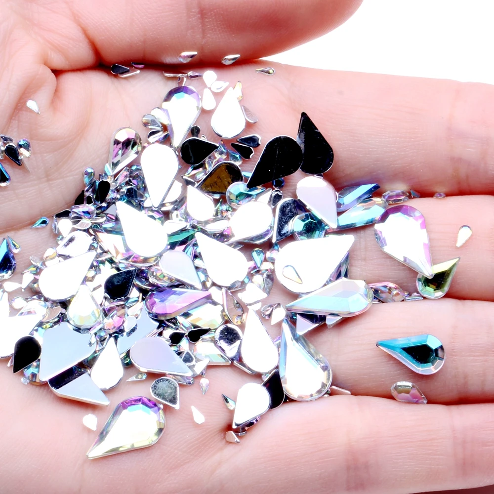 

10000PCS Big Pack Acrylic Rhinestones Tear Flatback Crystal AB Flat Back Nail Rhinestone 3D Nail Art Decorations DIY Tool