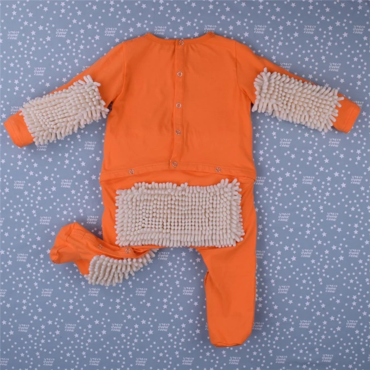 Hot Baby Mop Romper Outfit Unisex Boy Girl Polishes Floors Cleaning Mop Suit Autumn Winter Kids Crawls Toddler Swob Jumpsuit bright baby bodysuits