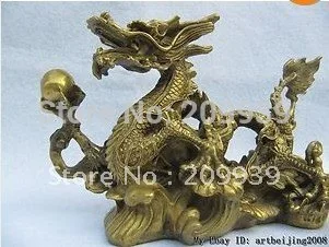 

chinese art bronze Zodiac Animal Money Wealth Treasure Dragon play bead Statue'AB00027 (A0321)