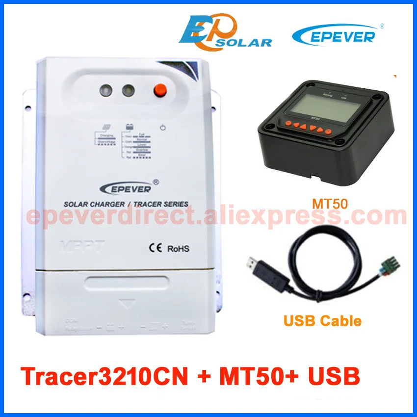 

MPPT Solar portable 30A controller Tracer3210CN CN USB cable connect PC MT50 remote Meter 12V 24V automatic work panels system