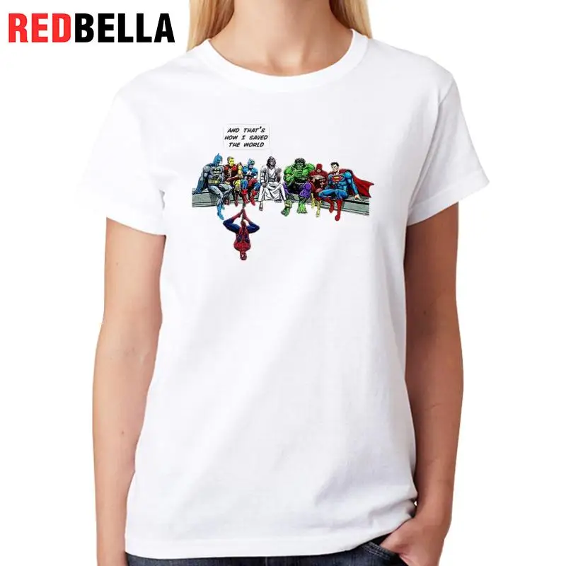 REDBELLA забавные женские футболки осенние Топы 3D панк принтом Kawaii мультфильм Marvel