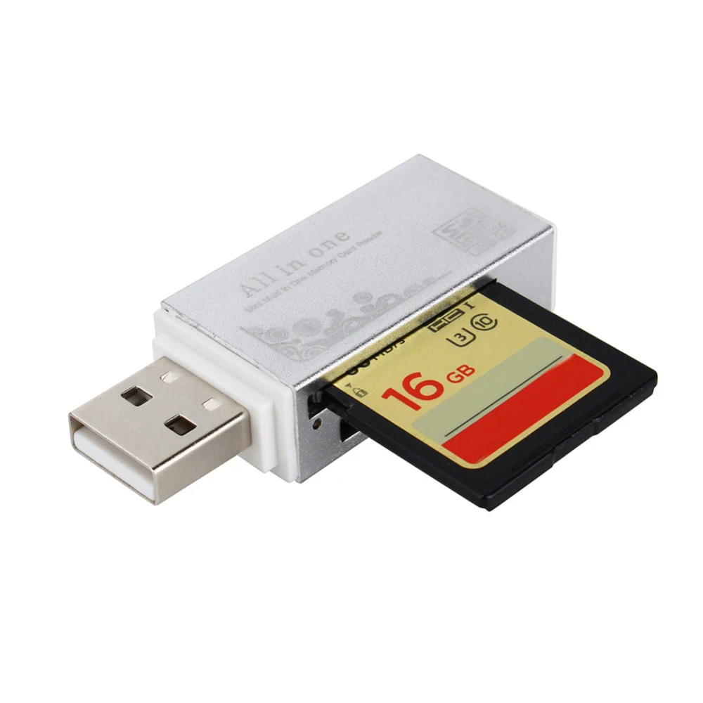 

Smart Card Reader Multi Memory Card Reader for Memory Stick Pro Duo Micro SD TF M2 MMC SDHC MS Silier Colors High Quality