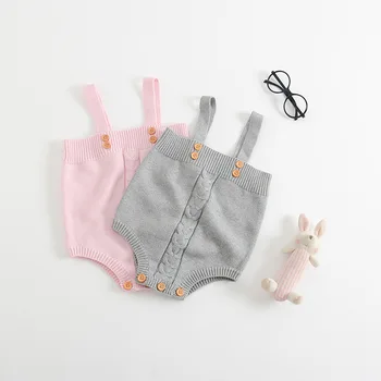 

Infant Baby Girls Knitted Halter Rompers Spring Fall Sweater Sweet Toddler Kids Fashion Clothes Wholesale