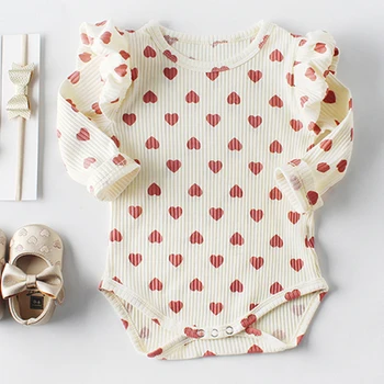 

3-18 month 2019 New Baby Bodysuits Girls babies' Care Button shirt Babies'cotton Long Sleeve Linkage Climbing Suit