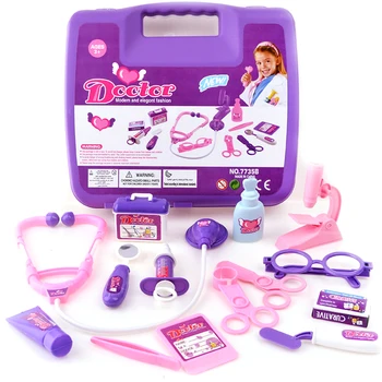 

Kids Medicine Doctor Tools Box Doctor Nurse Medical Care Tool Accessories Stethoscope/Microscope/Glasses/Thermometer Pretend Toy