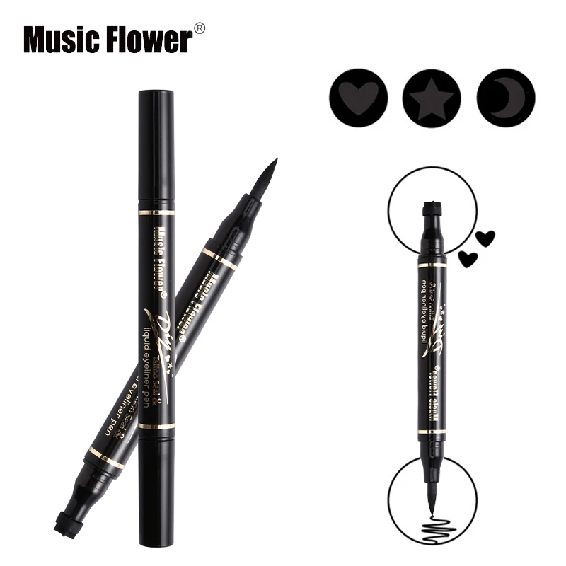 Бренд Music Flower жидкая подводка для глаз + штамп двусторонний черный карандаш