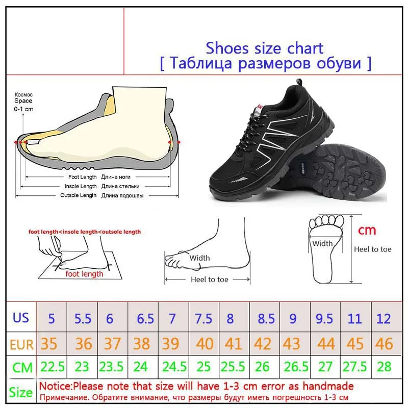 Высокое качество безопасная обувь нескользящие Противоударная рабочая обувь Для мужчин повседневные кроссовки из проветриваемой ткани предотвращает пирсинг защитные сапоги