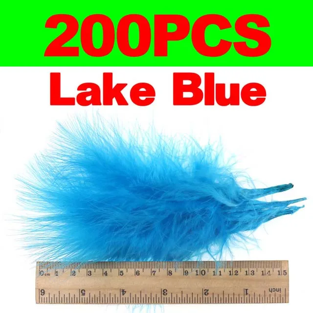 Bimoo 200 шт./упак. Цветной перо марабу для завязывания стример мух Lead Jig летней одежды из Bugger пиявка Fly наживки для завязывания Материал - Цвет: Lake Blue 200pcs