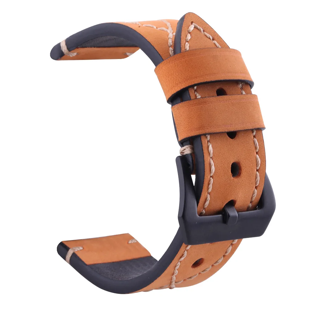 Watch Accessories Fashion Red Watchband 20mm 22mm 24mm 26mm Leather Watch Strap Black Buckle Watch Band for Panerai Replacement