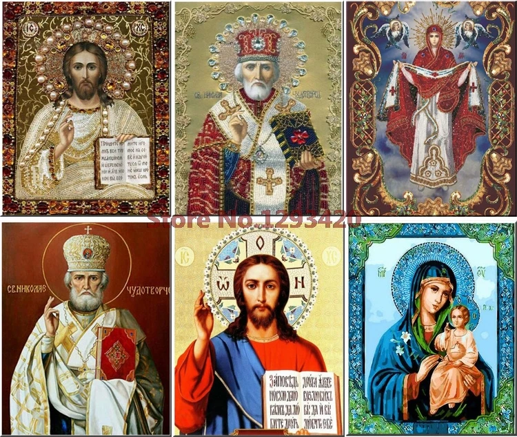 

Virgin Mar Needlework DIY 5D Diamond Painting Cross Stitch Kits Religion Jesus Full Mosaic Diamond Embroidery Home Decor