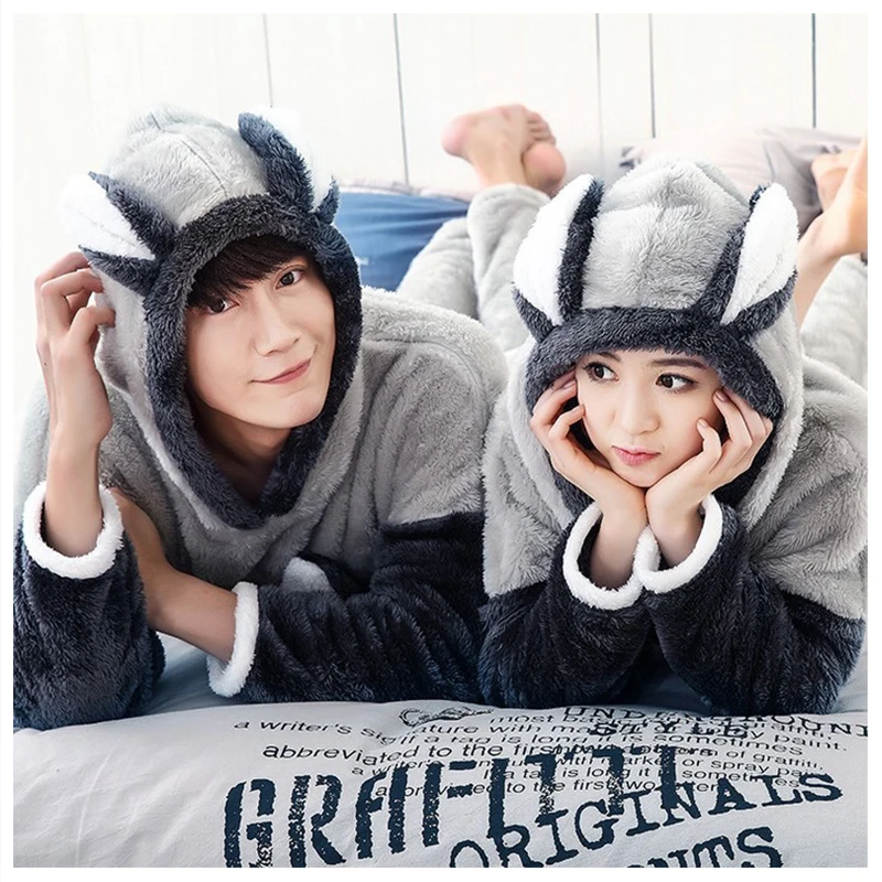 

New Winter Warm Men Pijama hombre Pajamas Men Pyjama homme pyjamas Women Couples Cartoon Pajamas