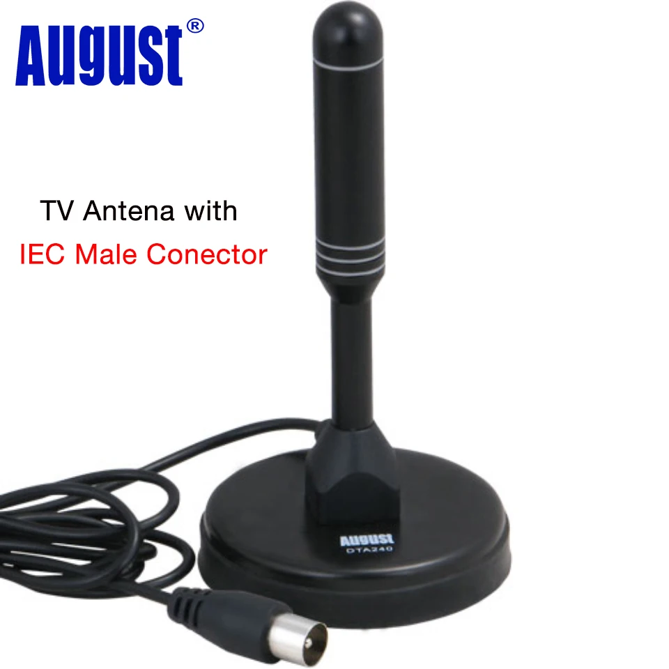 

August DTA240 1080P HD Digital TV Antenna UFV VFH Portable Indoor/Outdoor HDTV Antennas for DVB-T DVB-T2 ISDB ATSC USB TV Tuner