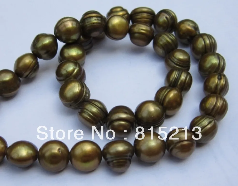 

ddh0057 GENUINE NATURAL SOUTH SEA 18"10-12MM DARK GREEN PEARL NECKLACE