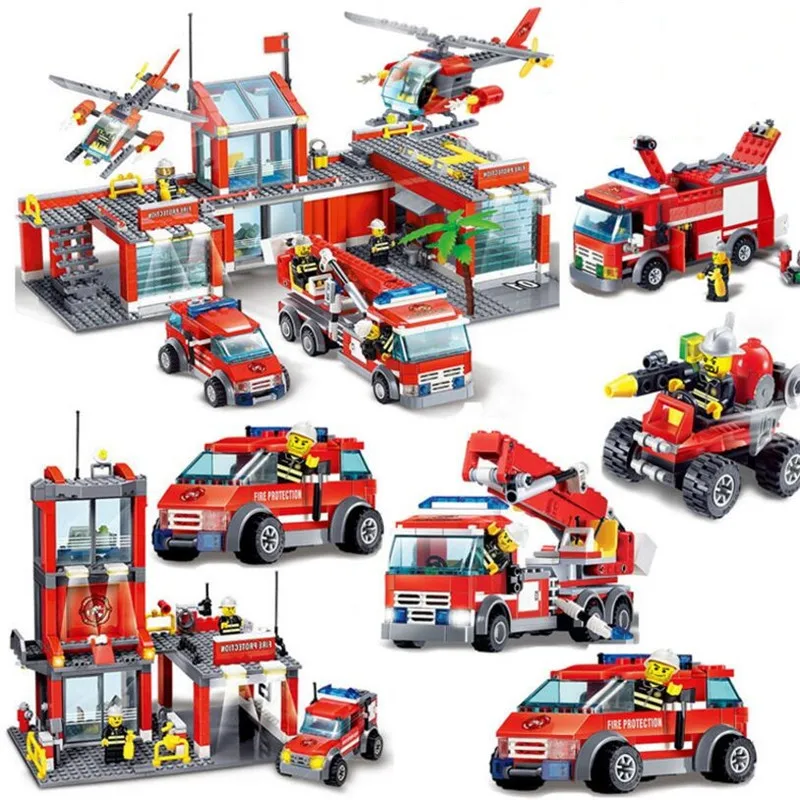 

Fire Series Blocks Station Fire Car Helicopter Building Blocks Educational Bricks Toy Blocks Compatible with legoingly City Fire
