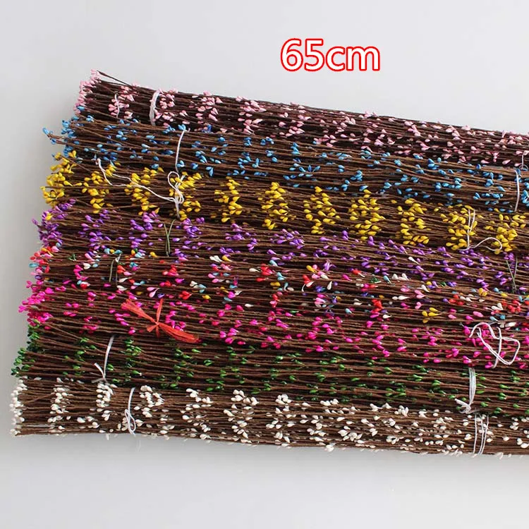 

65cm Artificial Pip Berry Stems Mini Bead Iron Wire Branch Flower Rattan Canes For Hair Wreath Accessories Hanging Decoration