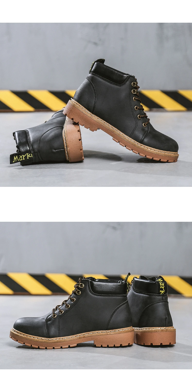 YEINSHAARS/Мужские ботинки в винтажном стиле; мужская повседневная обувь высокого качества из искусственной кожи на шнуровке; удобные рабочие модные мужские ботинки