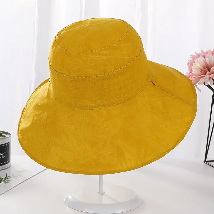 Летняя шляпа женская s Двусторонняя хлопковая Цветочная широкая с полями, солнце шляпы для женщин складные отдых пляжная шляпа Дамы анти-УФ шляпы с полями