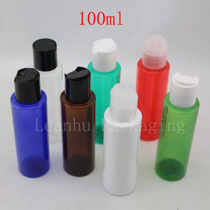

100ml X 50 Empty Small Shampoo Plastic Containers With Disc Cap , Sample Liquid Soap Pet Bottle Press Lid,Cosmetic Packaging