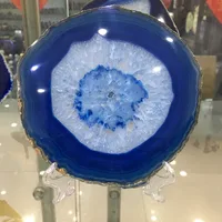 150mm Large BLUE Agate Slice Geode Polished Crystal Quartz 1