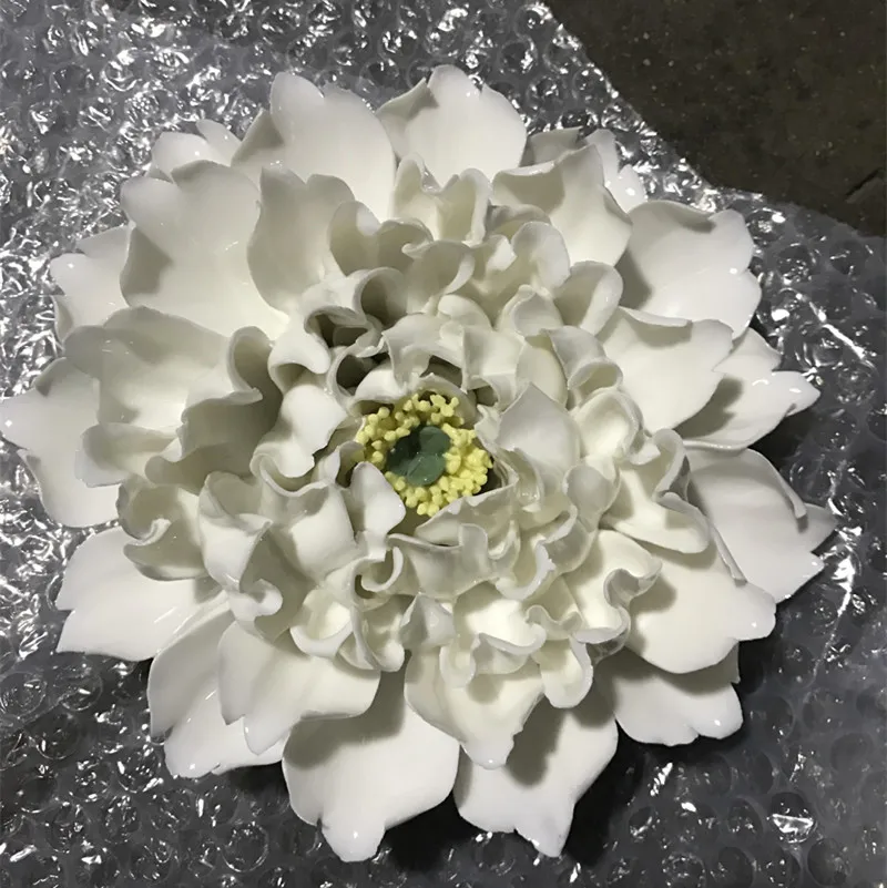 

Fashion Peony 3D Ceramic Fower Living Room Wall Decoration Wall TV Background Bedroom Wall Stereo Ornament Arts Crafts for Gift
