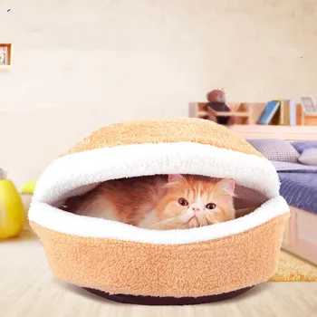 

Cat Bed Cat Sleeping Bag Hamburger Removeable Warm Soft Cat Warm Cat Beds Fo Small Dog Cat House