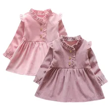 Детское однотонное праздничное платье принцессы с длинными рукавами для маленьких девочек топы г.; платье для малышей vestido infantil; платье для малышей Мода г.; Лидер продаж