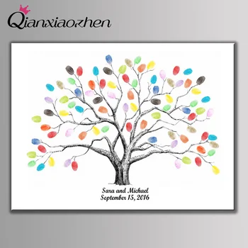 

Qianxiaozhen Personalized Custom Love Tree Fingerprint Wedding Guest Book Wedding Decoration Mariage Gastenboek Decoracion Boda