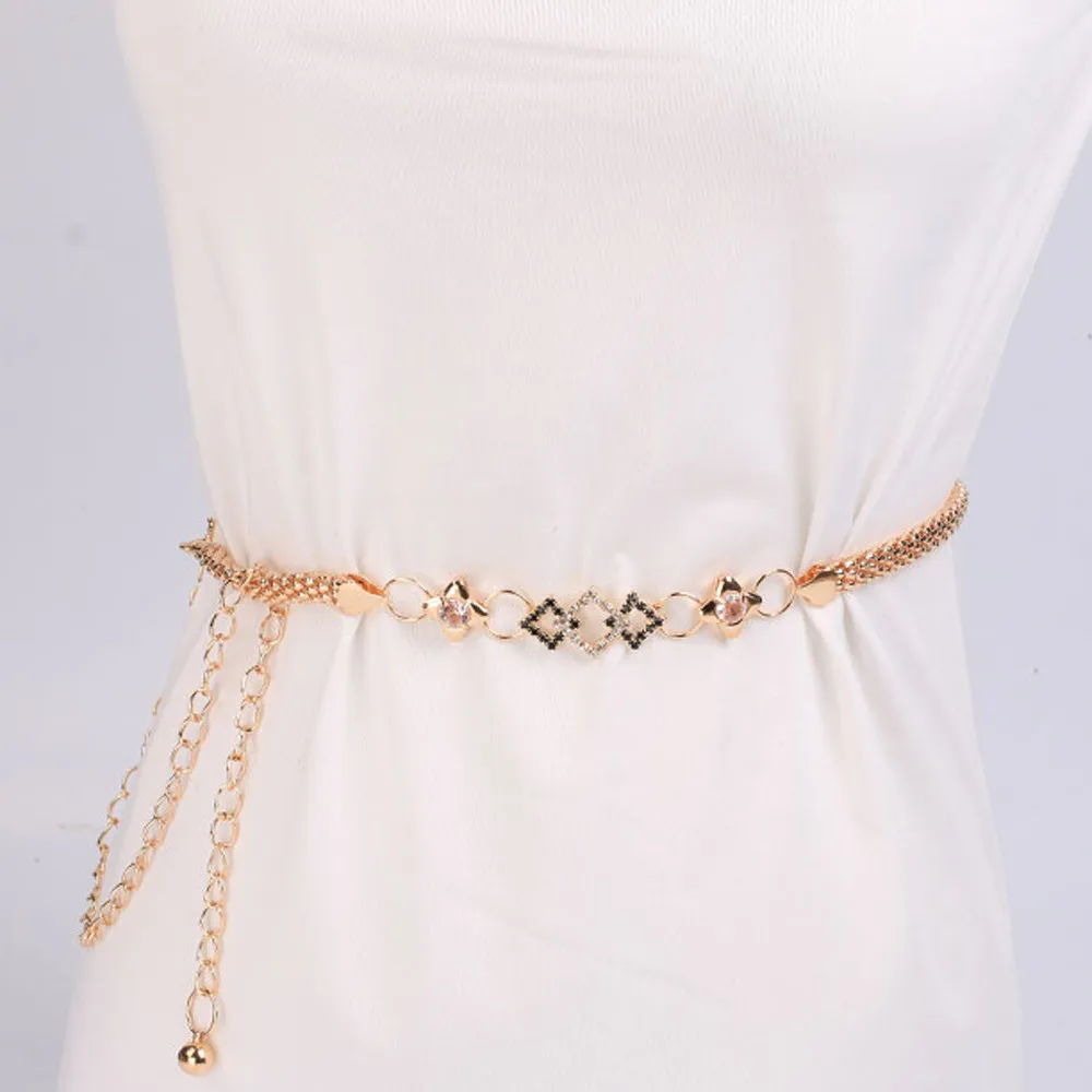 

Fashion Women's Faux Leather Smooth casual belt for WomenMetal Chain Fashion Joker Set Belt Y527