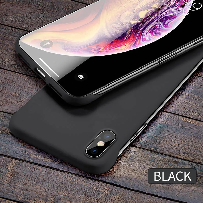 Slim Scrub Hard PC Frameless Phone Case For iphone6 6S 7 8 Plus XR X XS Max 11 Solid Candy Matte Thin Back Cover Borderless Capa - Цвет: Black