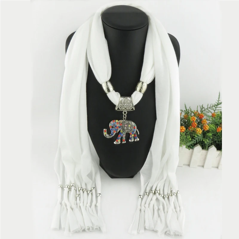 Женский шарф ожерелье с подвеской в виде слона|pendant jewelry scarves|fashion women scarfwomen designer scarf
