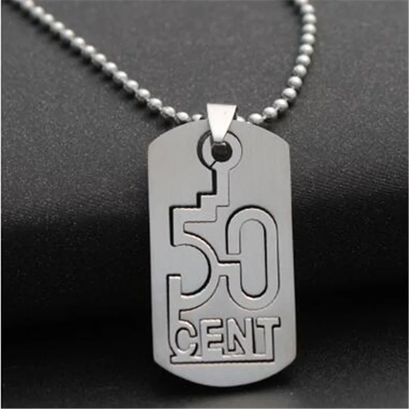creative font b mens b font stainless steel letter pendant necklaces bead chain 50cent font b